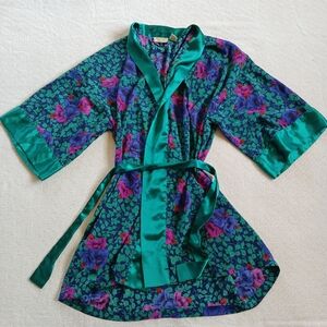 victorias secret ♡ gold label vintage satin robe floral old money grandma core